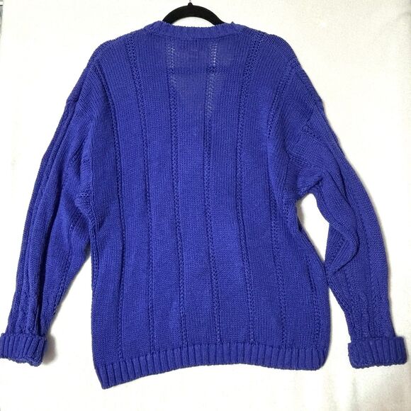 AMERICAN WEEKEND Vintage 80s Cardigan Sweater Women’s L Blue - Picture 4 of 8